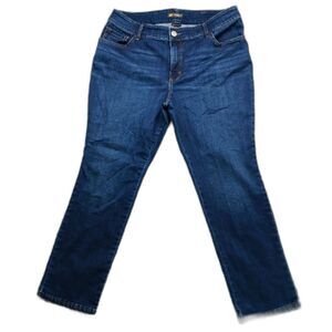Lee Relax Fit Straight Leg Denim Blue Jeans Pant. Woman's 18W.Mid Rise Slimming.